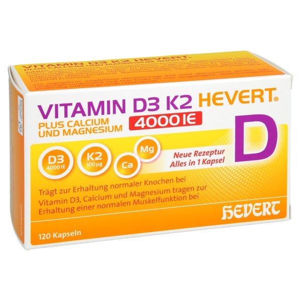 Vitamin D3 K2 Hevert + Ca. & Mg 4000 IE 120 St
