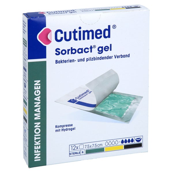 Cutimed Sorbact Gel Kompressen 7,5x7,5 Cm 12 St