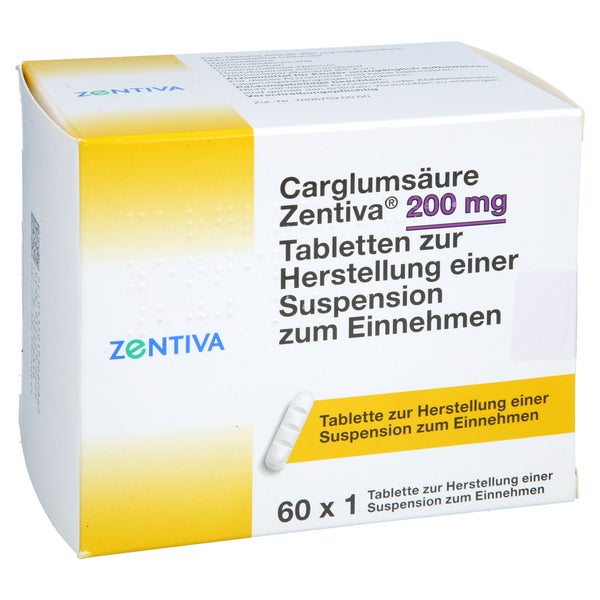 CarglumsÄure Zentiva 200 Mg Tab.z.h.e.susp.z.einn. 60 St