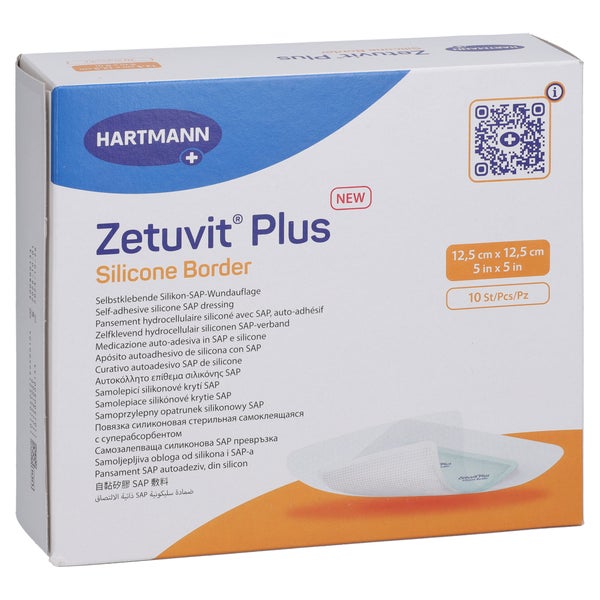 Zetuvit Plus Silicone Border Steril 12,5x12,5 Cm 10 St
