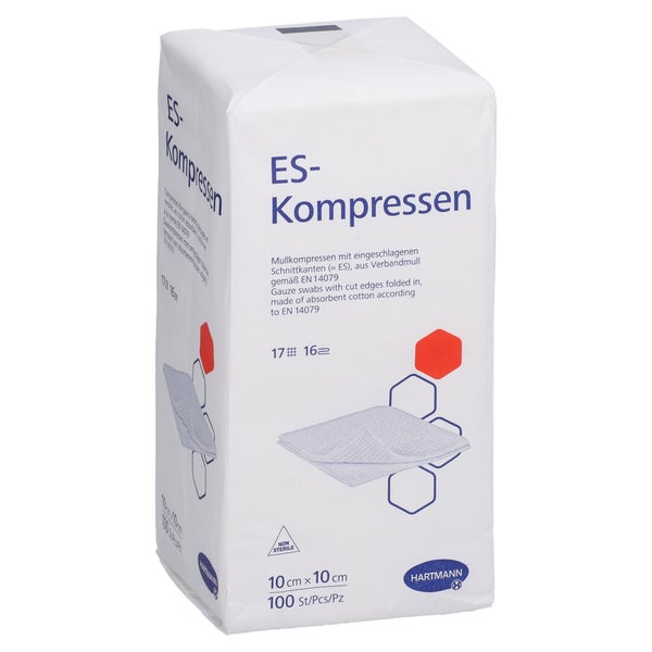 Es-kompressen Unsteril 10x10 Cm 16fach 100 St