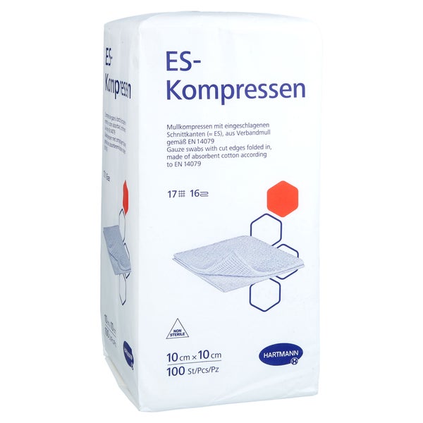 Es-kompressen Unsteril 10x10 Cm 16fach 100 St