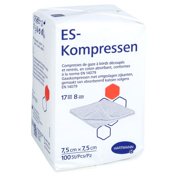 Es-kompressen Unsteril 7,5x7,5 Cm 8fach 100 St
