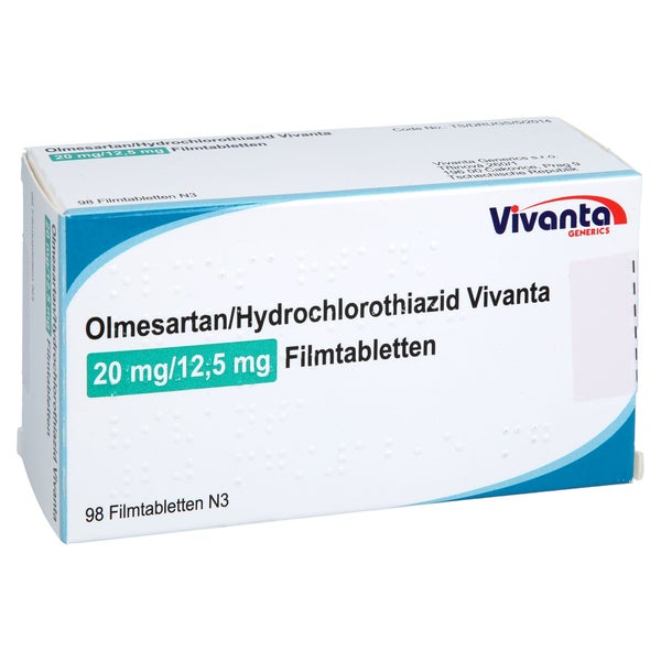 Olmesartan/hct Vivanta 20 Mg/12,5 Mg Filmtabletten 98 St