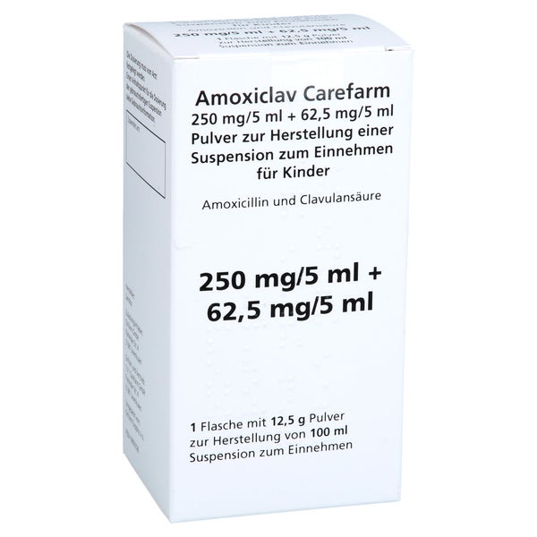 Amoxiclav Carefarm 250+62,5mg/5ml P.h.susp.z.einn. 100 ml
