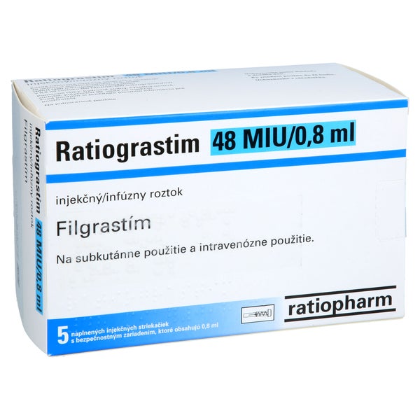 Ratiograstim 48 Mio.i.e./0,8 Ml Inj./inf.l.i.fs Sv 5 St