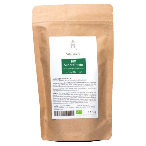 Unisonature Bio Super Greens Plv.z.h.e.l.z.einn. 150 g