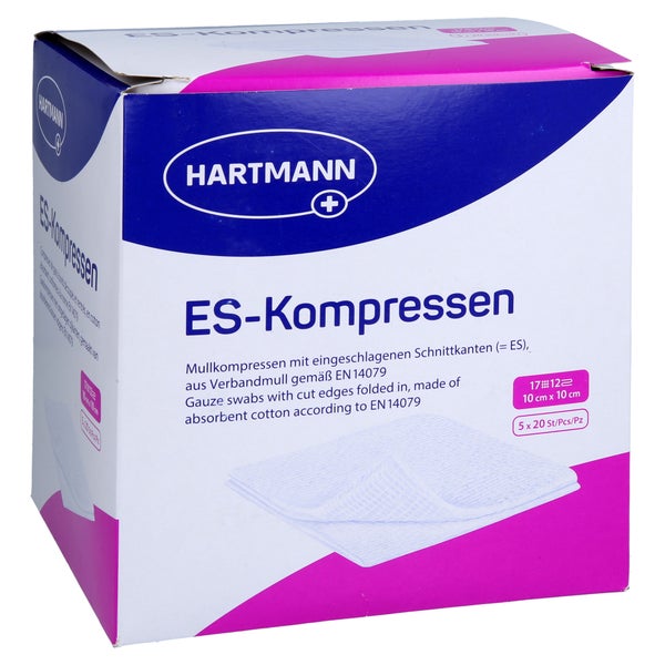 Es-kompressen Steril 10x10 Cm 12fach Großpackung 5X20 St