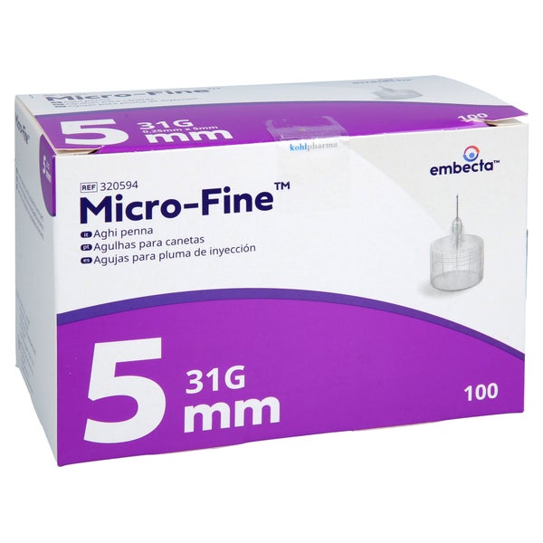 Micro-fine 5 Mm 31 G Pen-nadeln 100 St