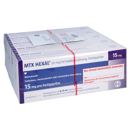 Mtx Injeksi MTX HEXAL 15 mg (20 mg/ml) Inj.-Lsg.i.e.F.-Sp. 5 St mit E-Rezept kaufen ...