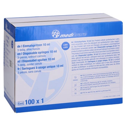 MediWARE Einmalspritzen | 3-teilig | Luer Lock-Spezialspritze | 10 Ml | 1 Stück | Meier Medizintechnik