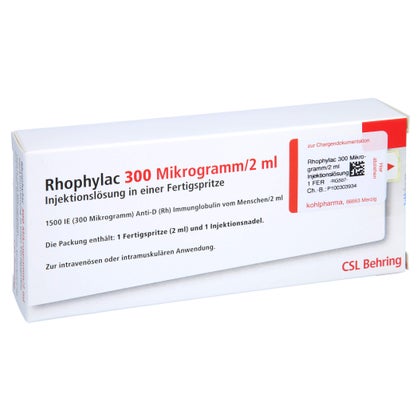 Rhophy RHOPHYLAC 300 µg/2 ml Injektionslsg.in Fertigspr. 1X2 ml mit E-Rezept ...