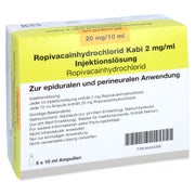ROPIVACAINHYDROCHLORID Kabi 2 mg/ml Injektionslsg. 5X10 ml
