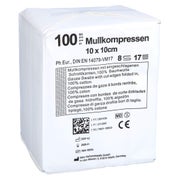 Produktabbildung: Mullkompressen 10x10 cm unsteril 8fach 100 St