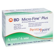 BD Micro-fine+ 4 Pen-Nadeln 0,23x4 mm 100 St